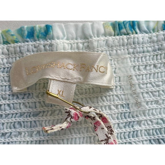 LoveShackFancy Jimena Skirt Magic Turquoise Floral Eyelet Ruffle Mini XL New - Picture 8 of 10